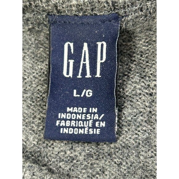 Gap Men’s Sweater Grey L Pullover Ribbed Crewneck Wool Classic Casual Preppy - Picture 4 of 11